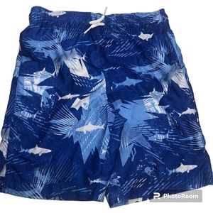 Children's Place Swim Trunks Board Shorts Blue and White Boys Medium 7/8